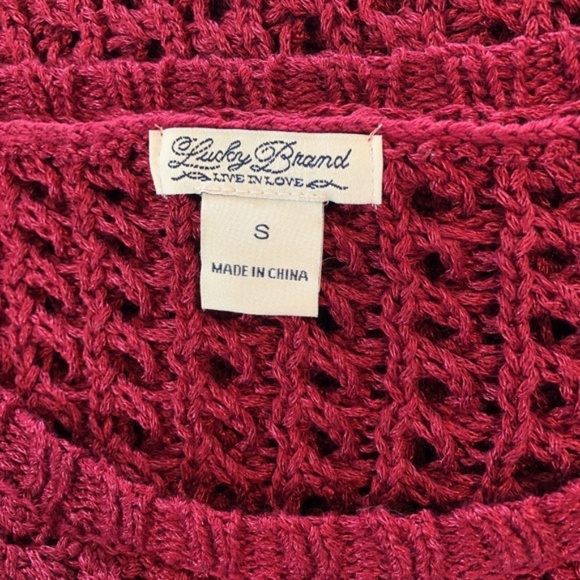 Lucky Brand Long Sleeve Sweater Open Weave Red - Picture 3 of 6